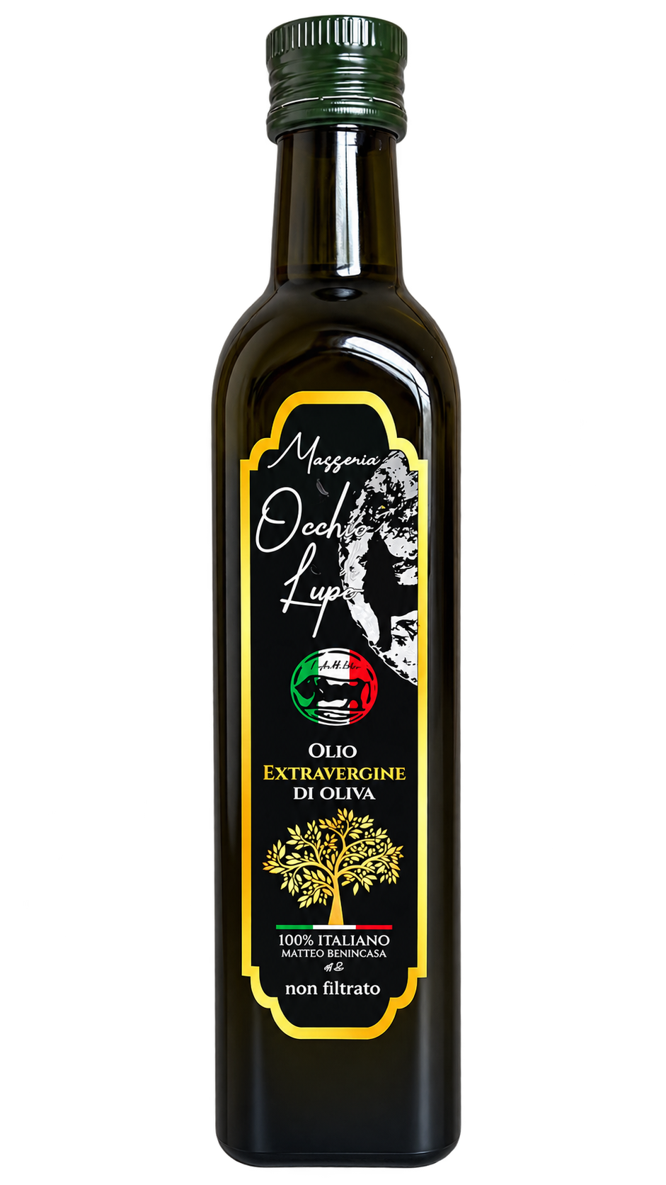 Olio Extravergine Di Oliva EVO - Occhio di lupo 100% Italiano 250ml - Box da 24 bottiglie