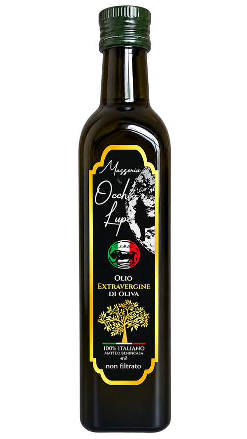 Olio Extravergine Di Oliva EVO - Occhio di lupo 100% Italiano 250ml - Box da 24 bottiglie